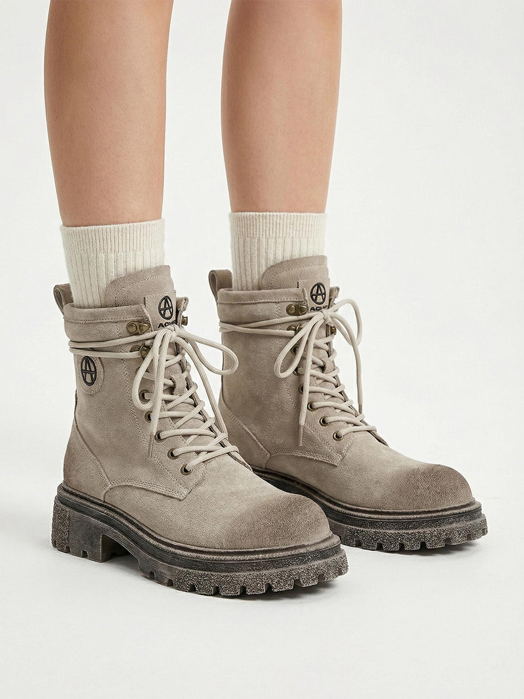 Brown Distressed Platform Combat Boots - Skipkicks