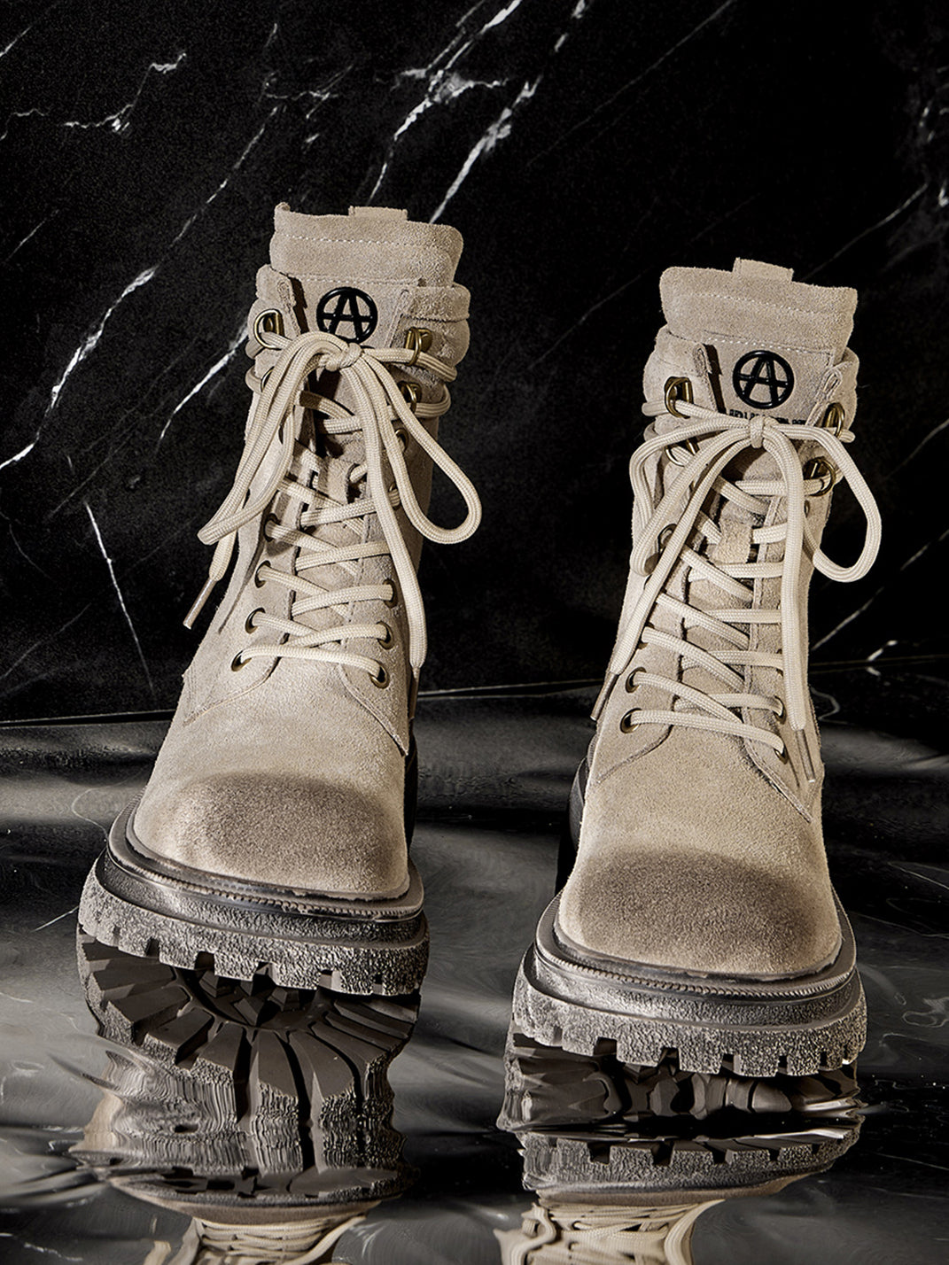 Brown Distressed Platform Combat Boots - Skipkicks