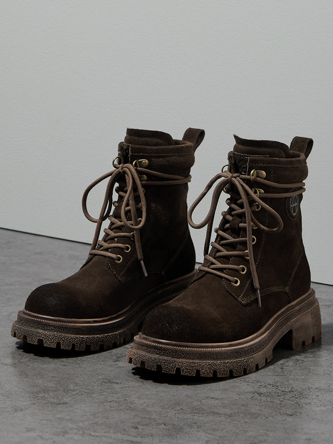 Brown Distressed Platform Combat Boots - Skipkicks