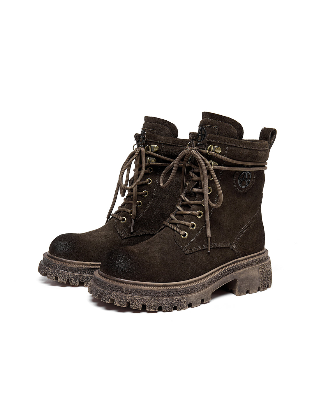 Brown Distressed Platform Combat Boots - Skipkicks