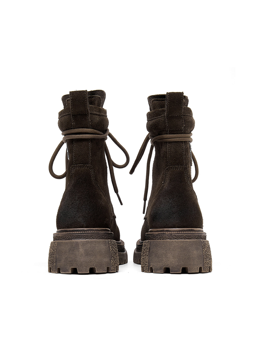 Brown Distressed Platform Combat Boots - Skipkicks