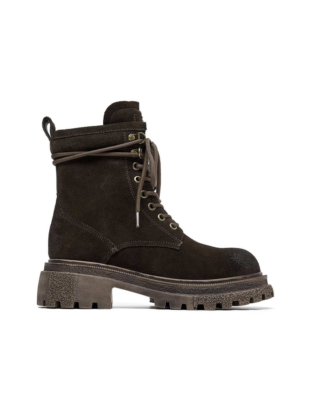 Brown Distressed Platform Combat Boots - Skipkicks