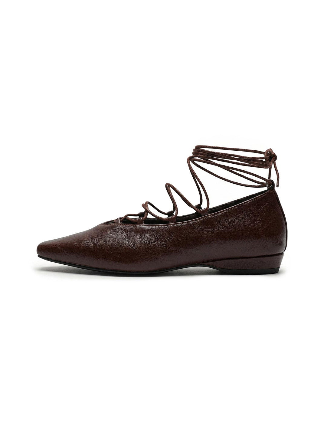 Brown Lace-Up Mary Jane Ballet Flats - Skipkicks