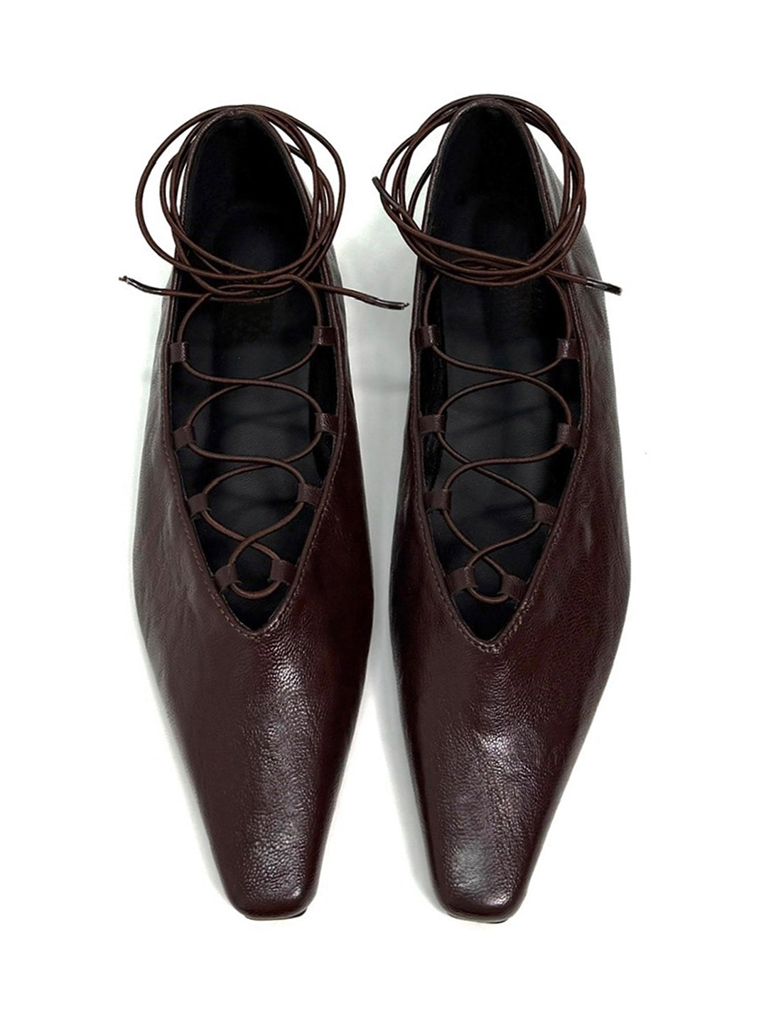 Brown Lace-Up Mary Jane Ballet Flats - Skipkicks