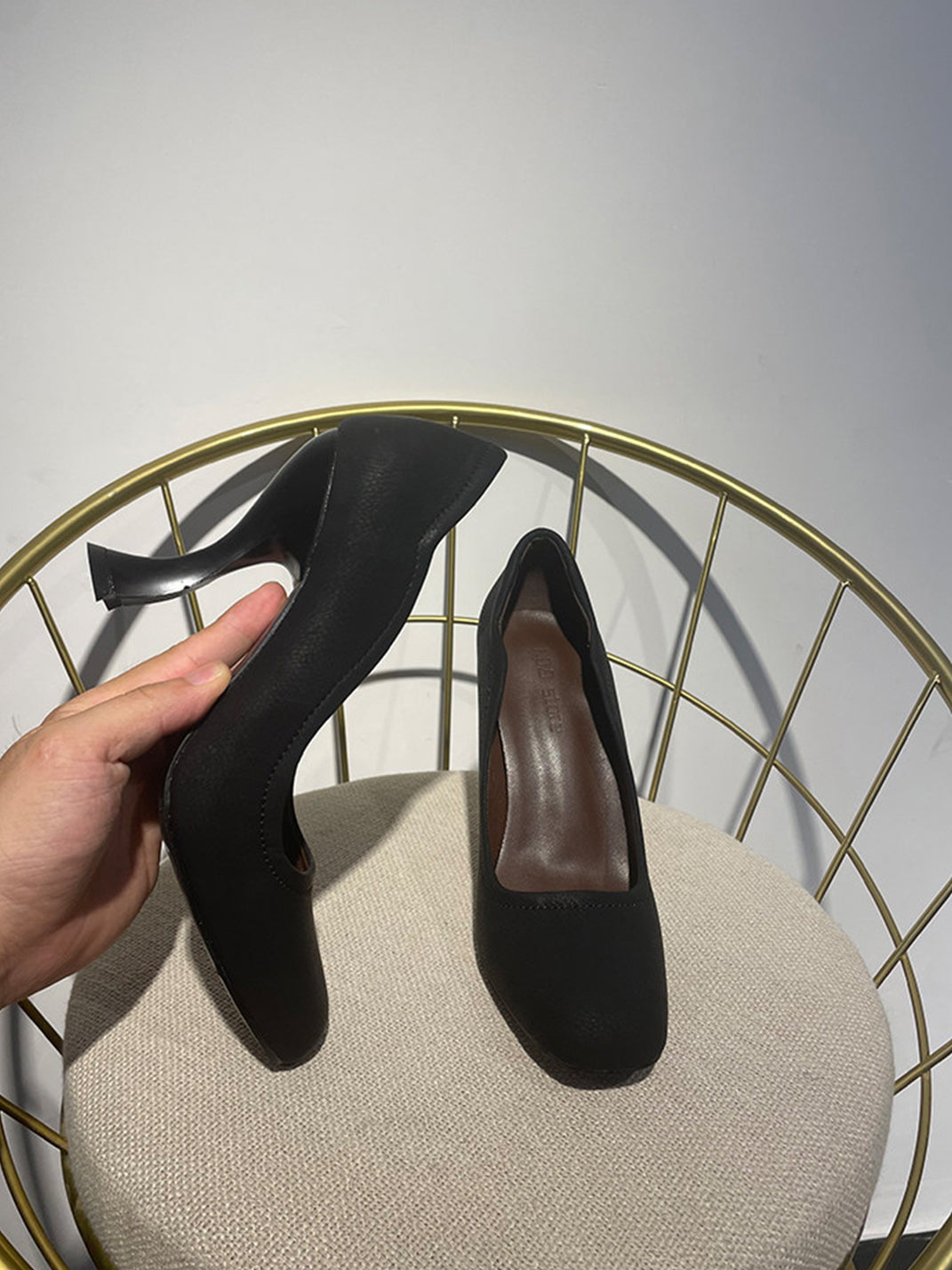 Brown Sculpted-Heel Round-Toe Pumps - Skipkicks