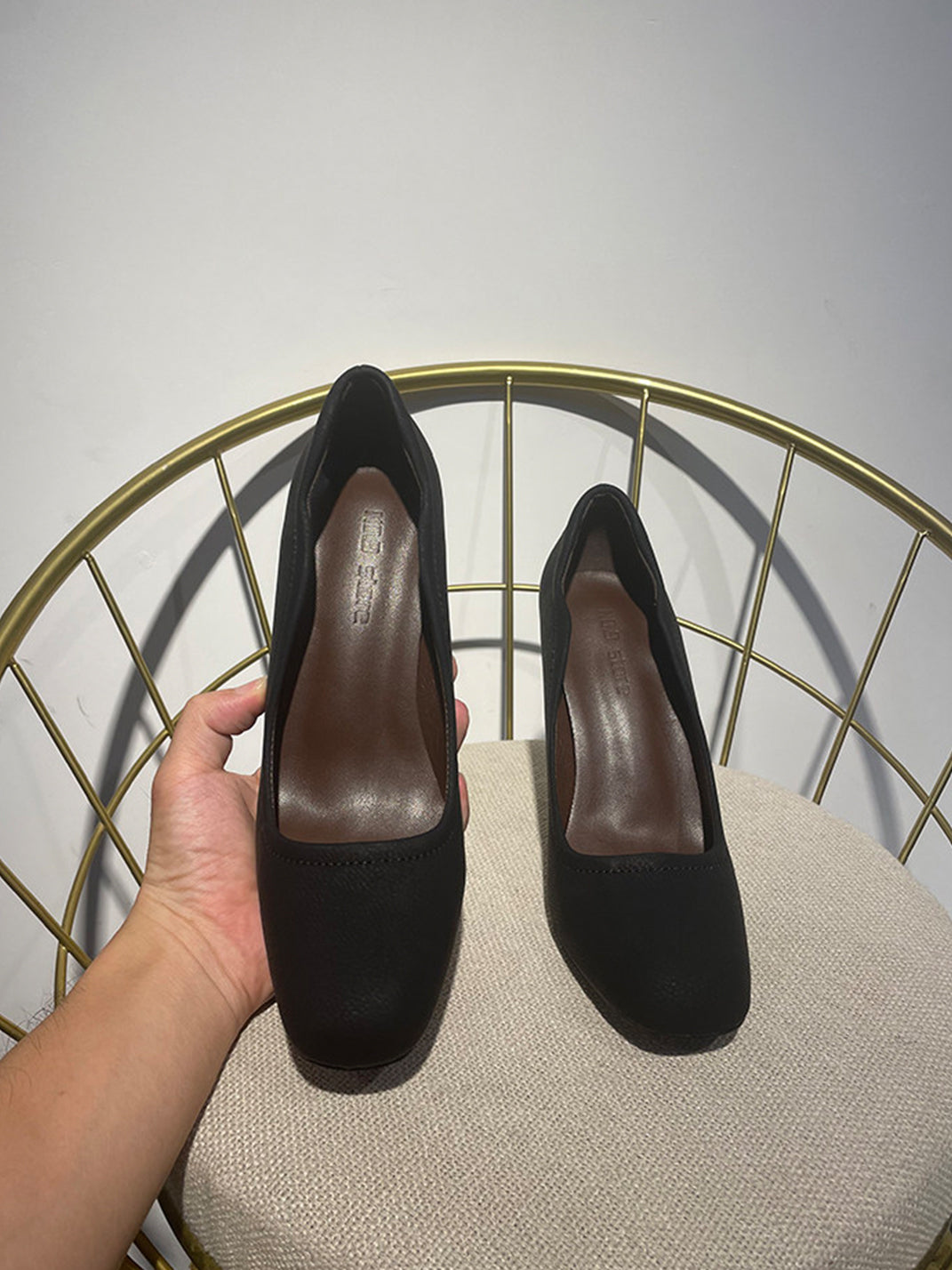 Brown Sculpted-Heel Round-Toe Pumps - Skipkicks