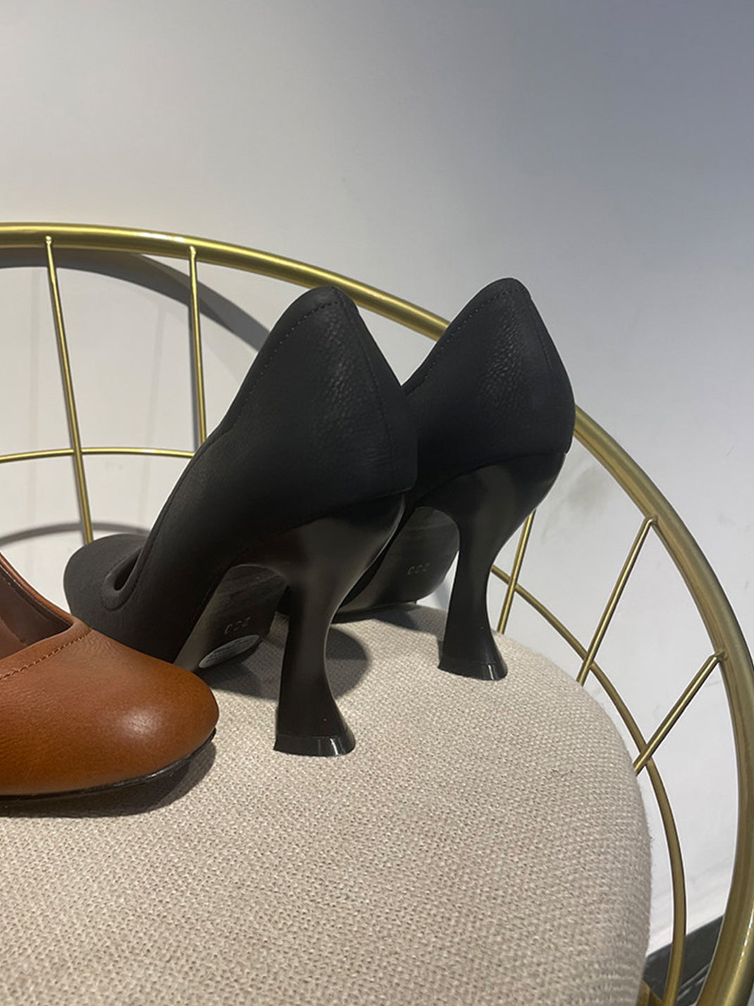 Brown Sculpted-Heel Round-Toe Pumps - Skipkicks