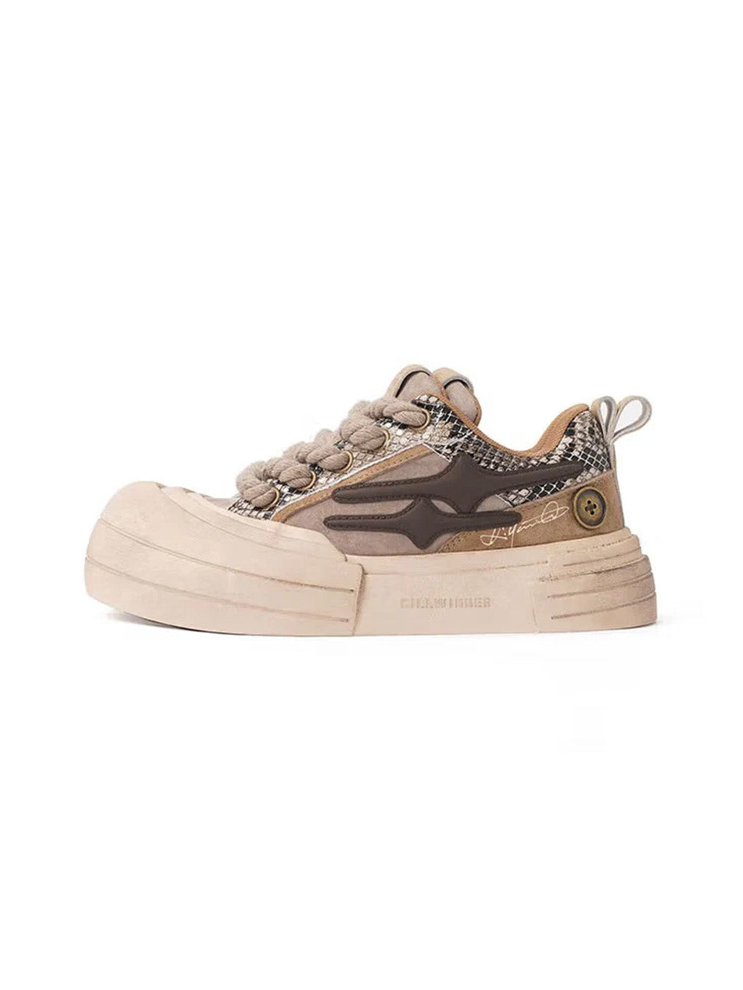 Brown Smile Panel Platform Sneakers - Skipkicks