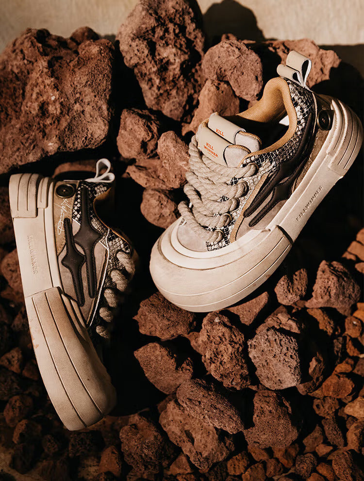 Brown Smile Panel Platform Sneakers - Skipkicks