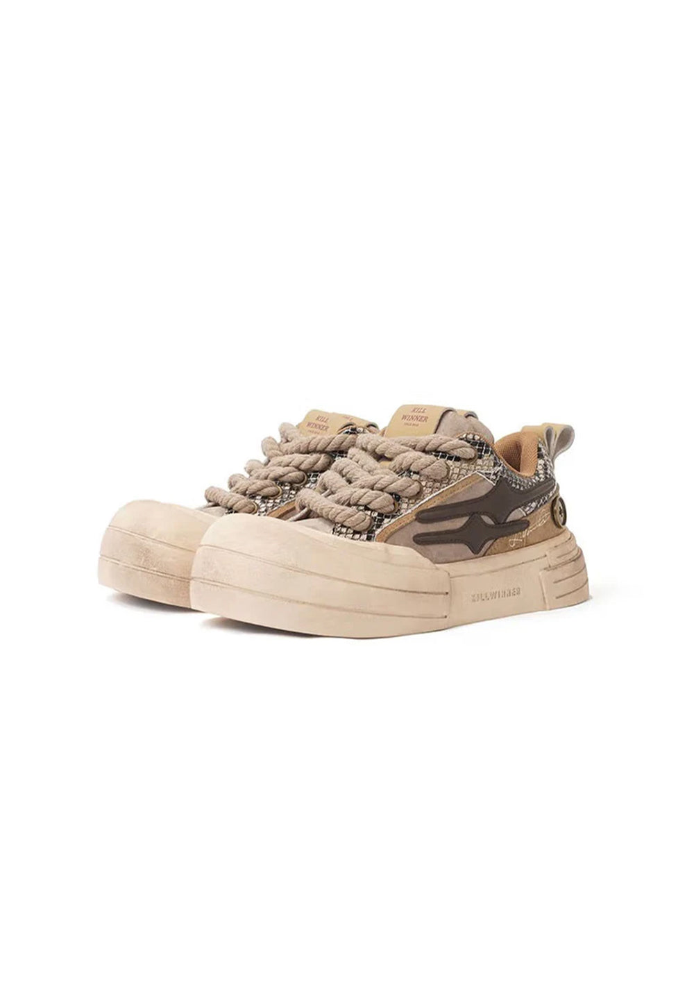 Brown Smile Panel Platform Sneakers - Skipkicks