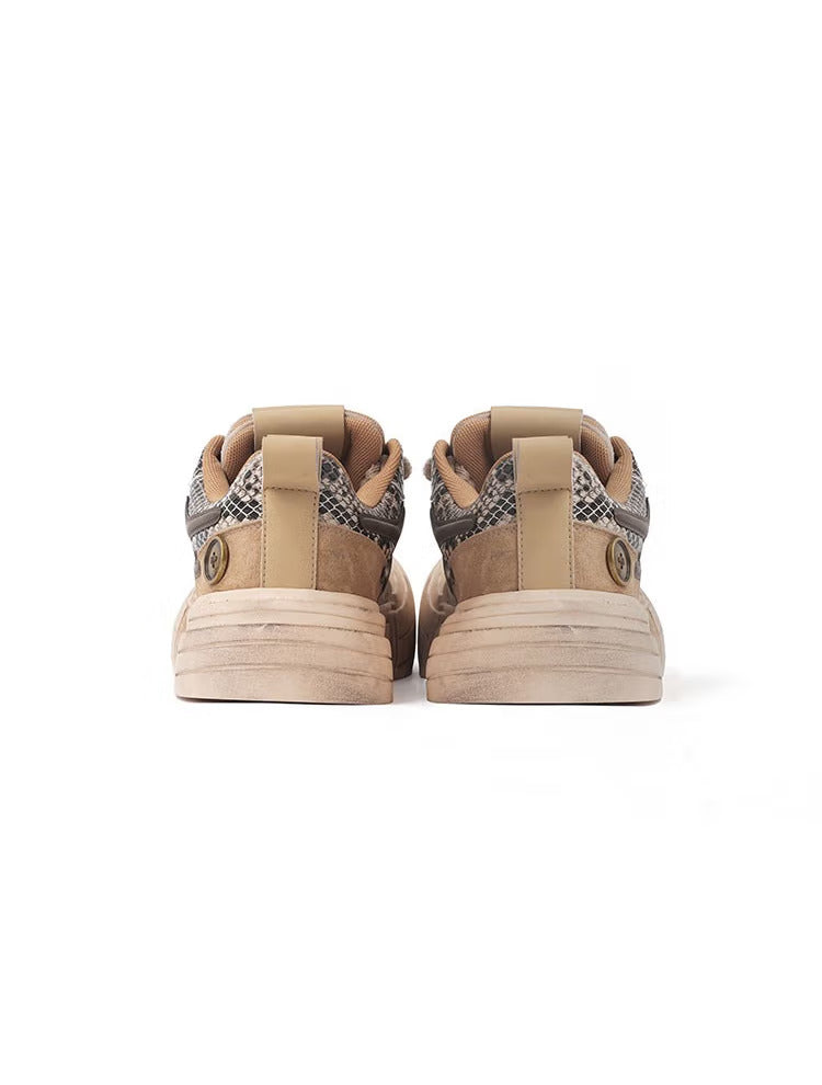Brown Smile Panel Platform Sneakers - Skipkicks