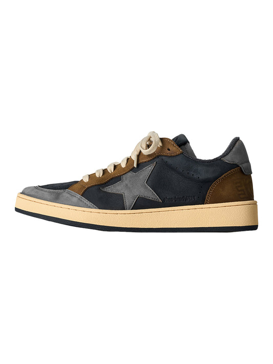 Brown Star Panel Retro Low-Top Sneakers - Skipkicks