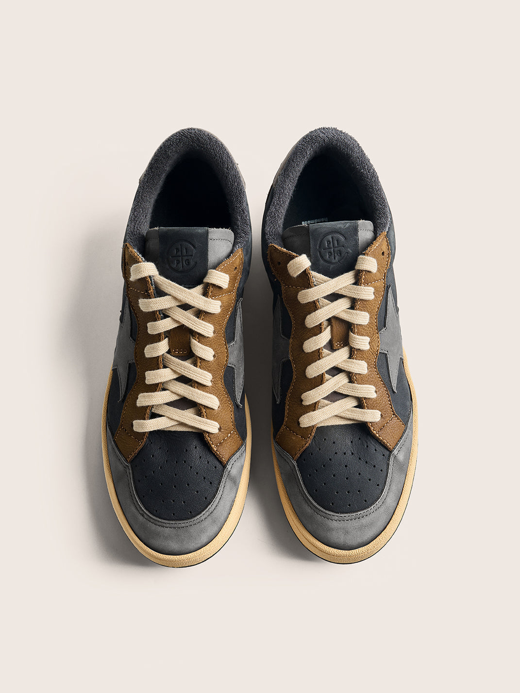 Brown Star Panel Retro Low-Top Sneakers - Skipkicks