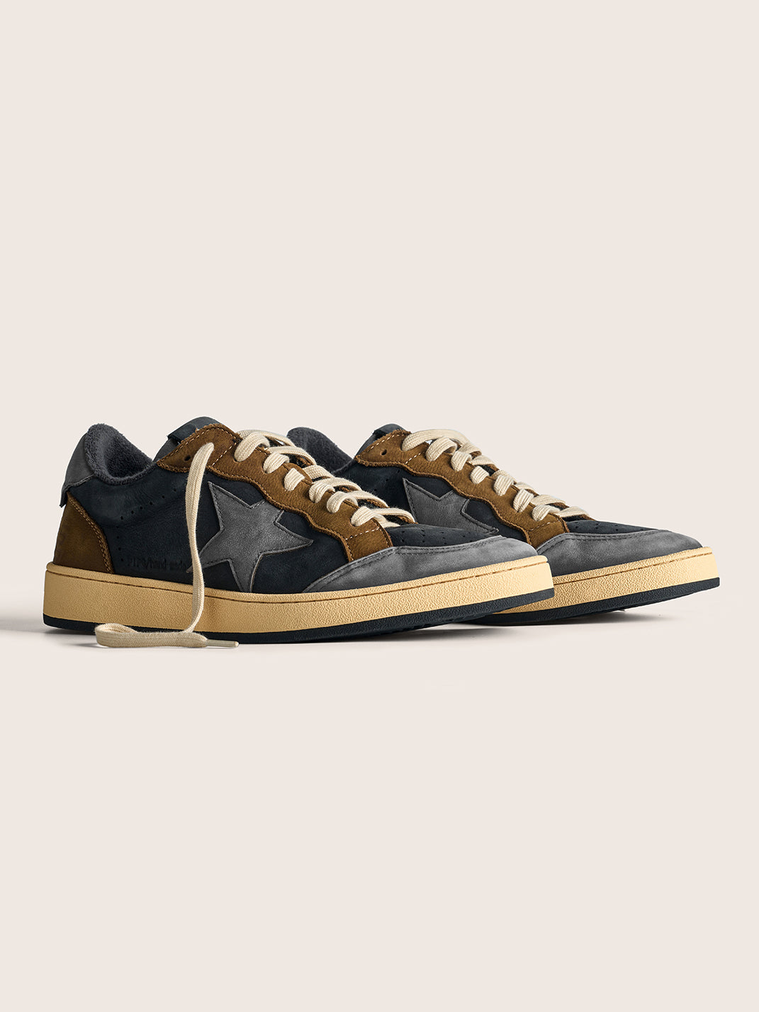 Brown Star Panel Retro Low-Top Sneakers - Skipkicks