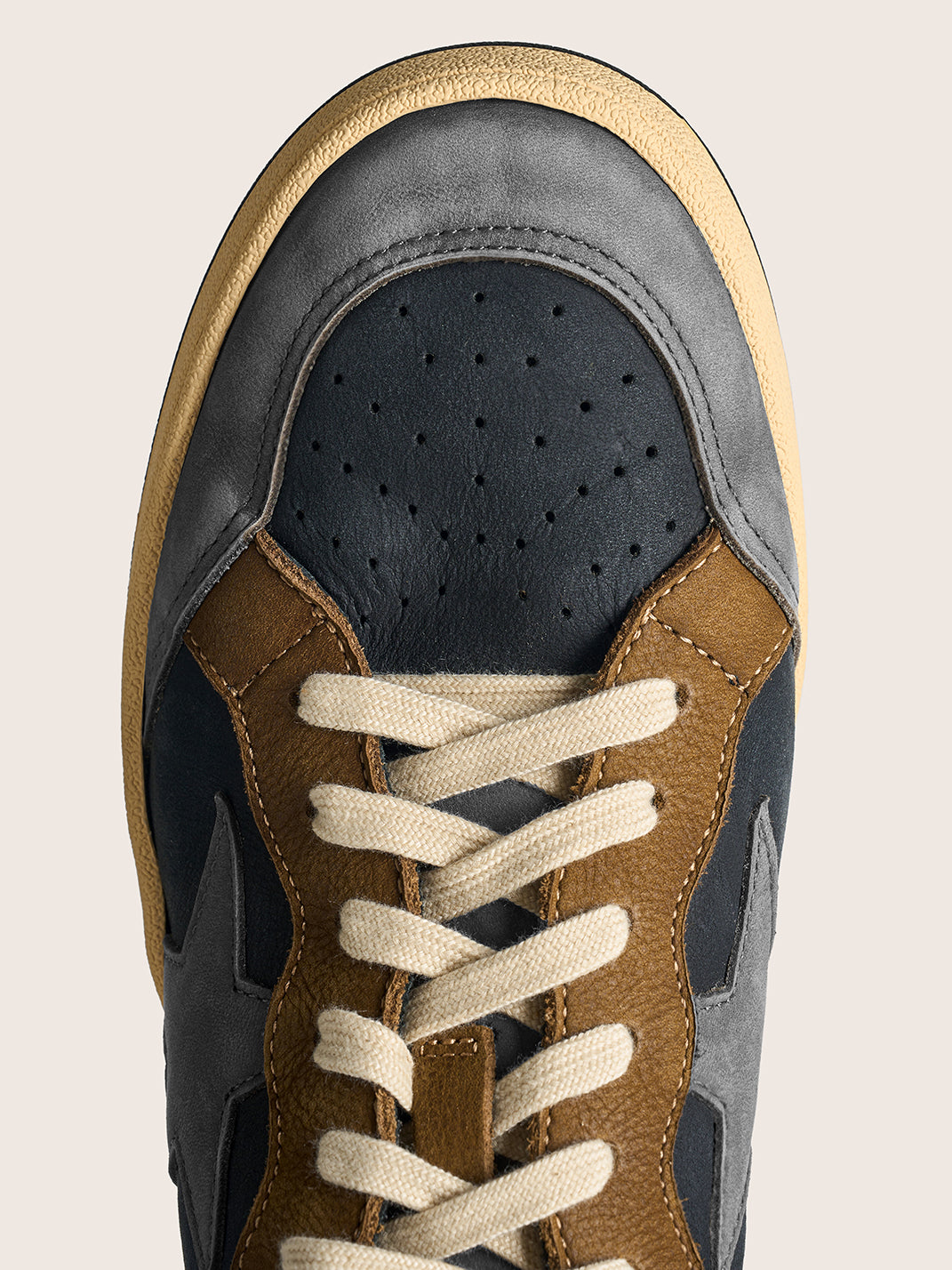 Brown Star Panel Retro Low-Top Sneakers - Skipkicks