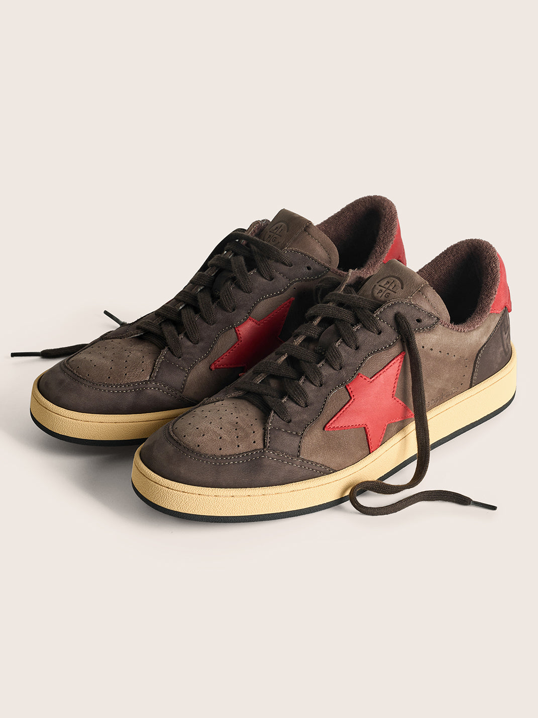 Brown Star Panel Retro Low-Top Sneakers - Skipkicks