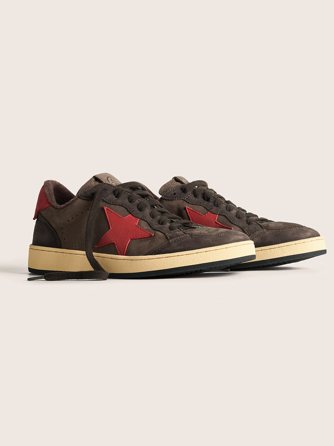 Brown Star Panel Retro Low-Top Sneakers - Skipkicks