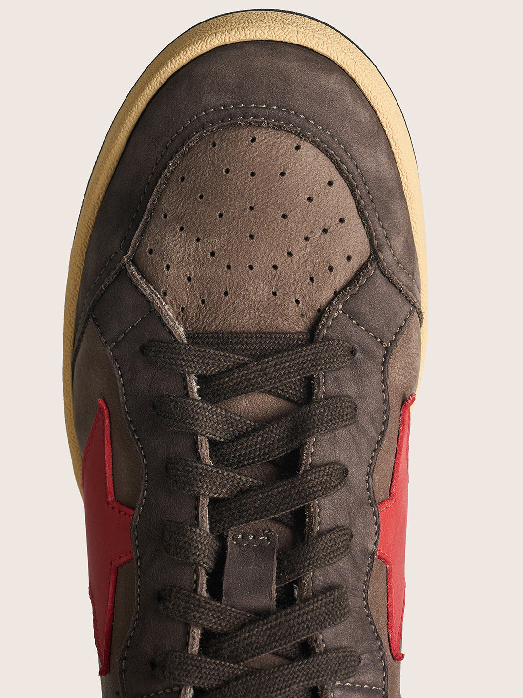 Brown Star Panel Retro Low-Top Sneakers - Skipkicks