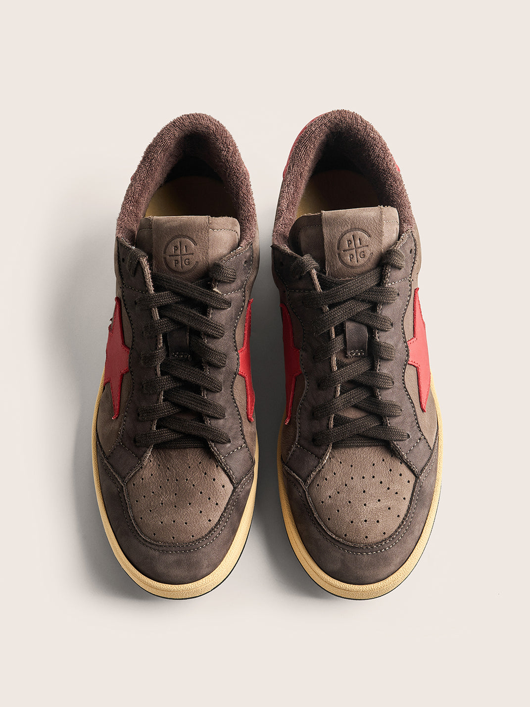 Brown Star Panel Retro Low-Top Sneakers - Skipkicks