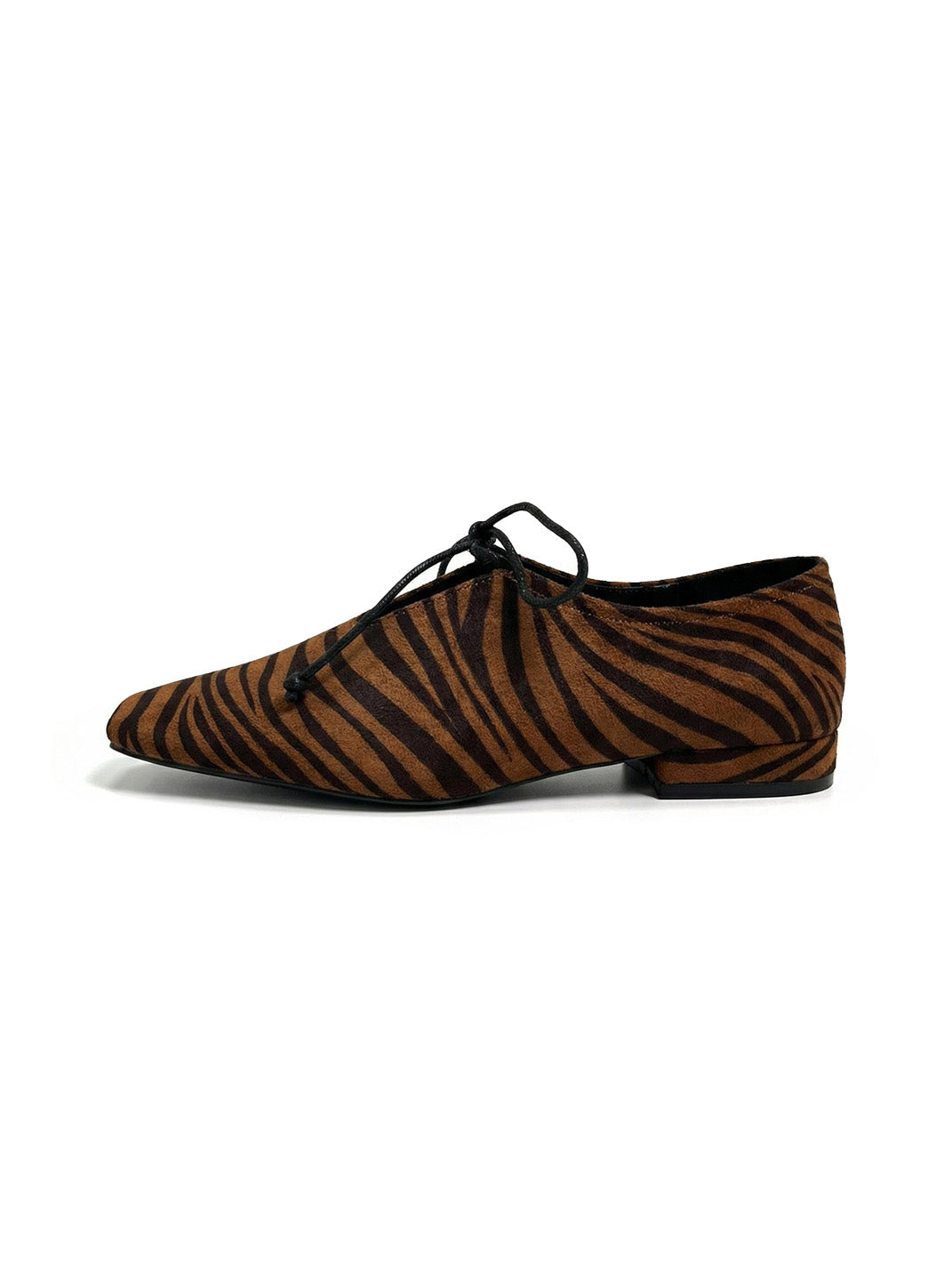Brown Zebra-Print Lace-Up Loafers - Skipkicks
