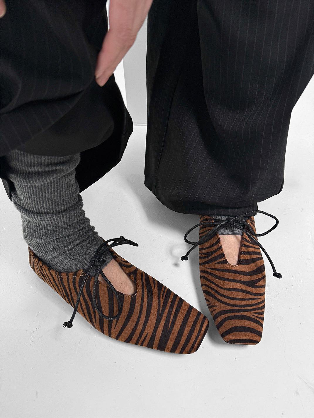Brown Zebra-Print Lace-Up Loafers - Skipkicks