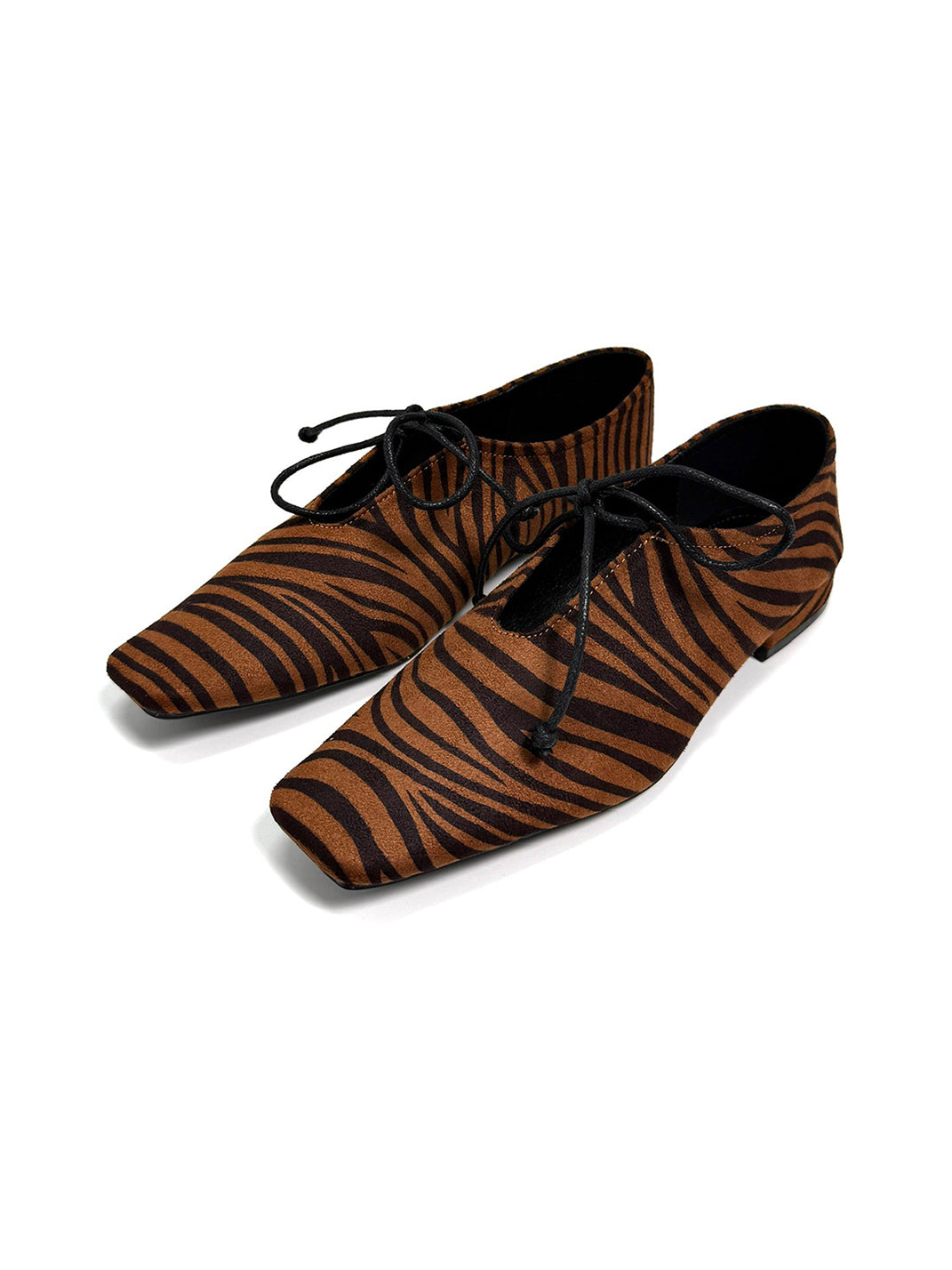Brown Zebra-Print Lace-Up Loafers - Skipkicks