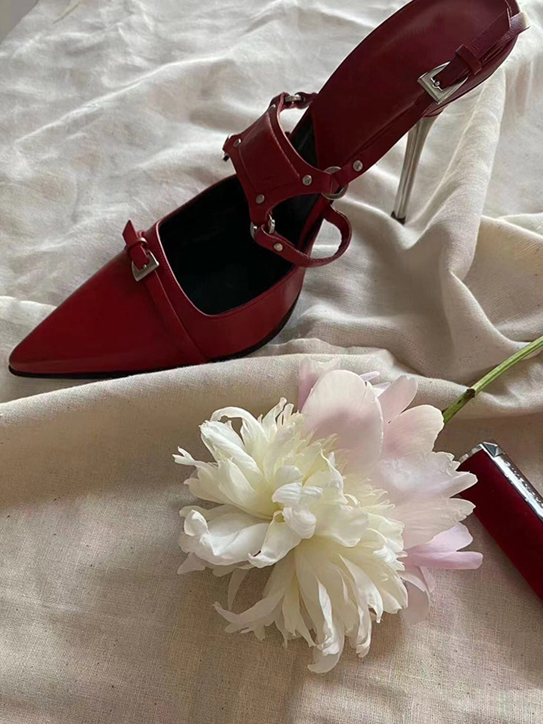 Buckle-Strap Pointed-Toe Stiletto Pumps - Skipkicks