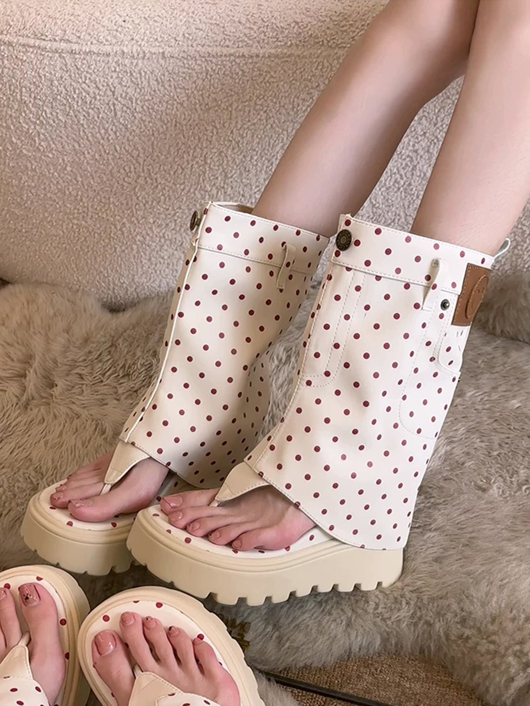Thong Platform Knee-High Roman Sandal Boots - Skipkicks