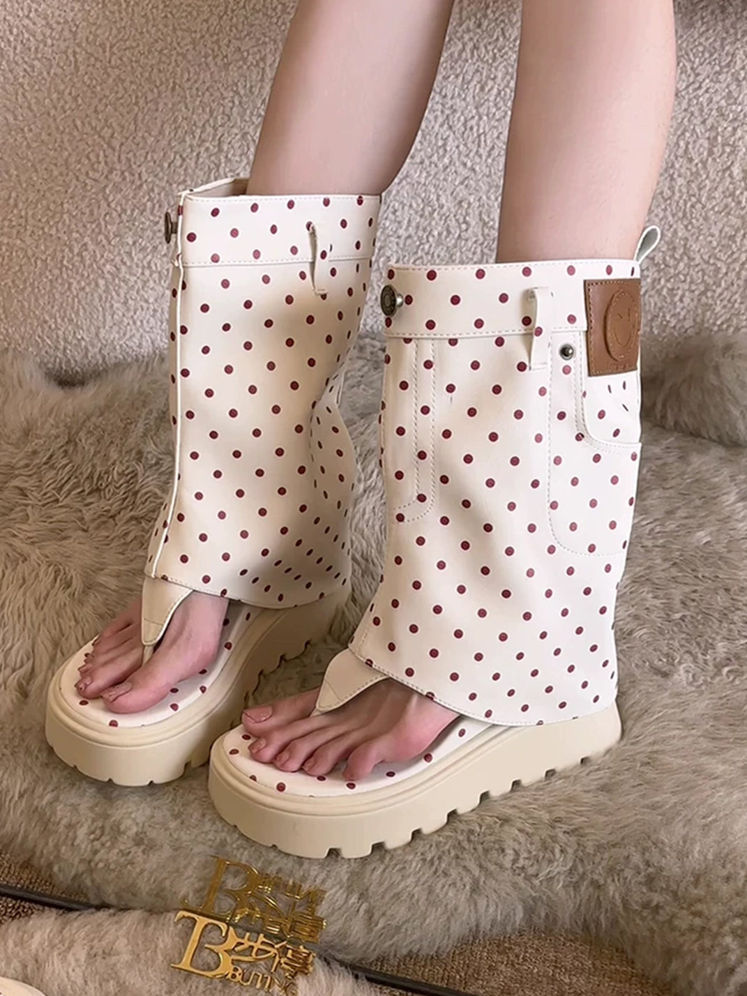 Thong Platform Knee-High Roman Sandal Boots - Skipkicks