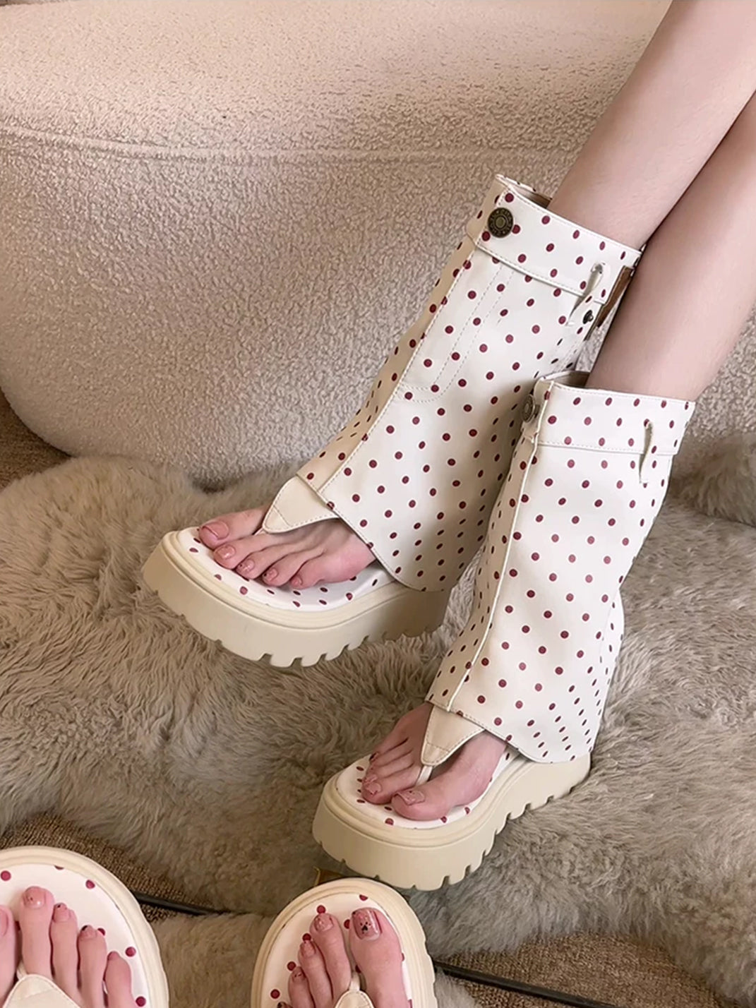 Thong Platform Knee-High Roman Sandal Boots - Skipkicks