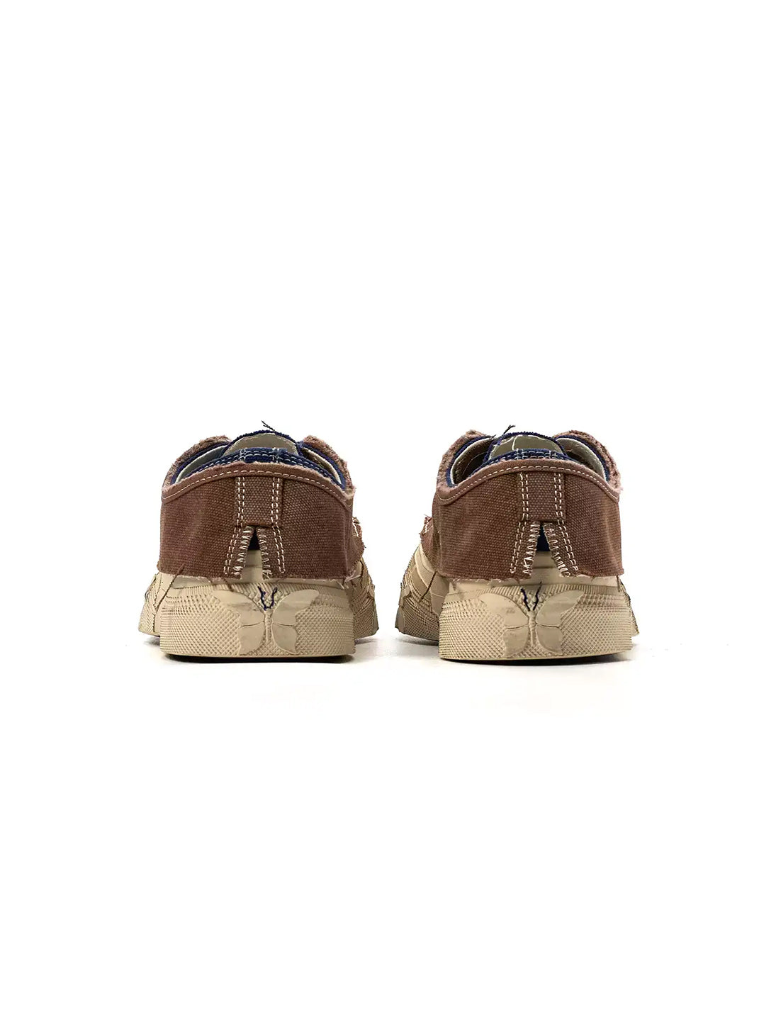 Blue Brown Colorblock Distressed Platform Sneakers - Skipkicks