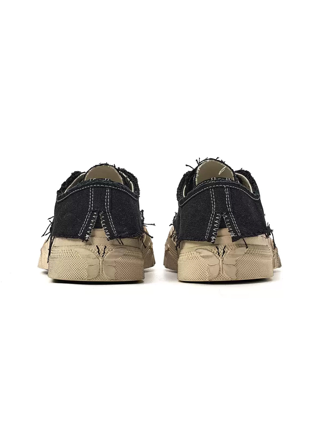 Black Distressed-Wash Platform Canvas Sneakers - Skipkicks