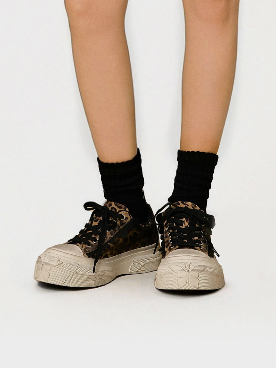 Leopard Distressed Platform Canvas Sneakers - Skipkicks
