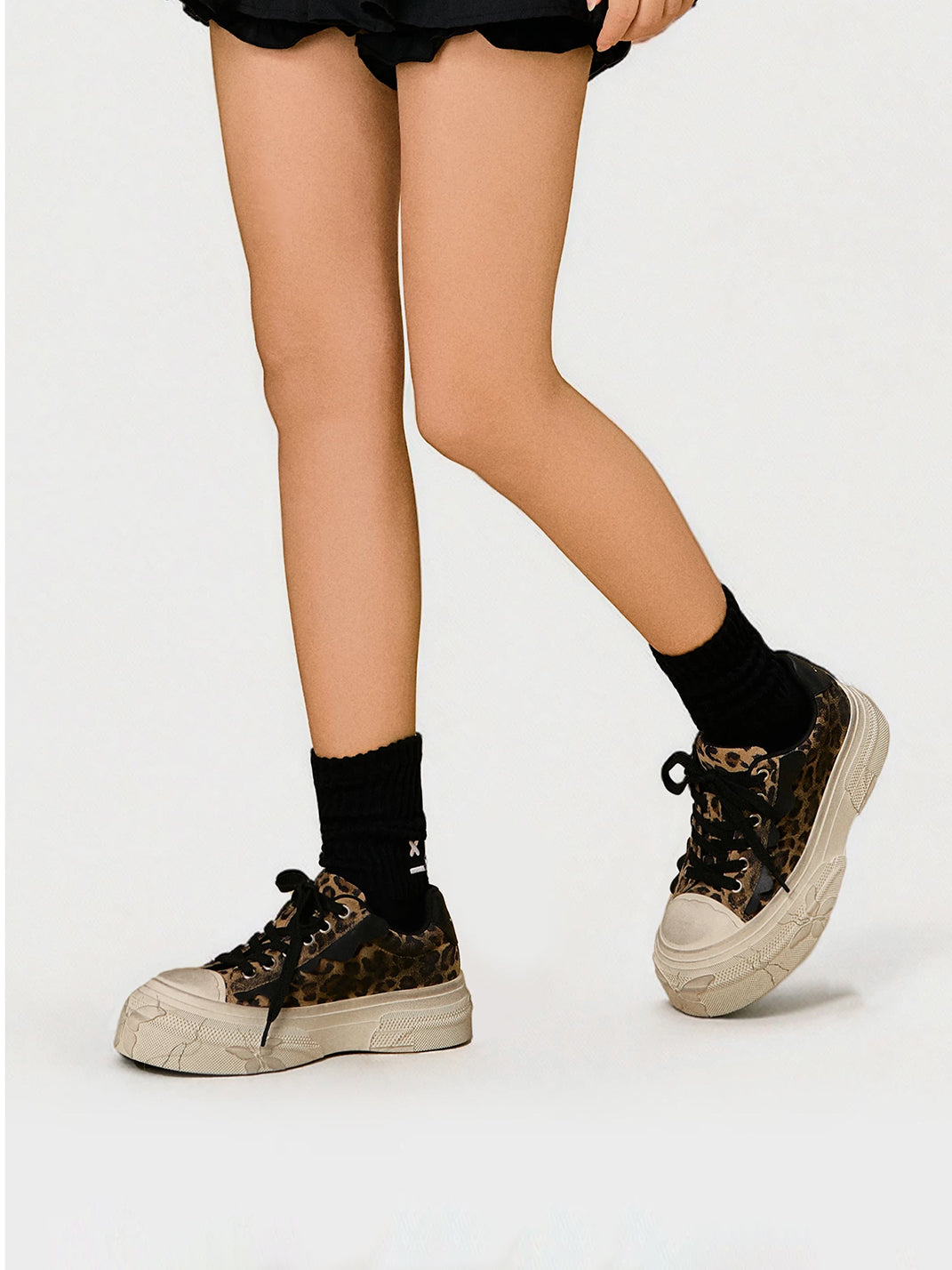 Leopard Distressed Platform Canvas Sneakers - Skipkicks