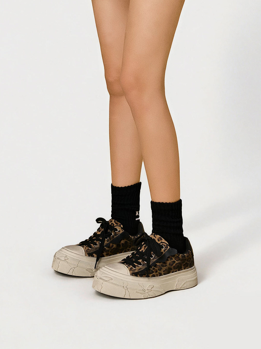 Leopard Distressed Platform Canvas Sneakers - Skipkicks