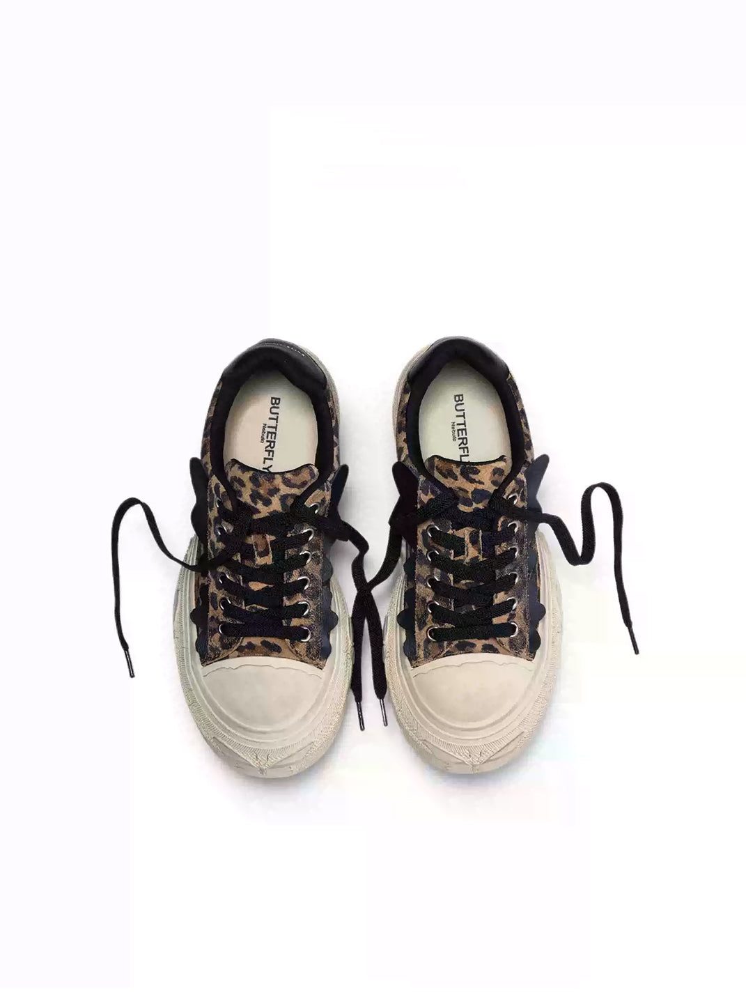 Leopard Distressed Platform Canvas Sneakers - Skipkicks
