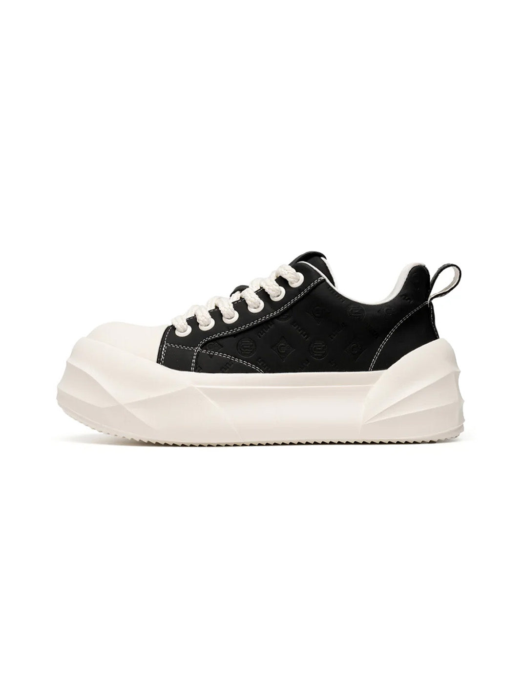 Black Geometric-Sole Platform Sneakers - Skipkicks