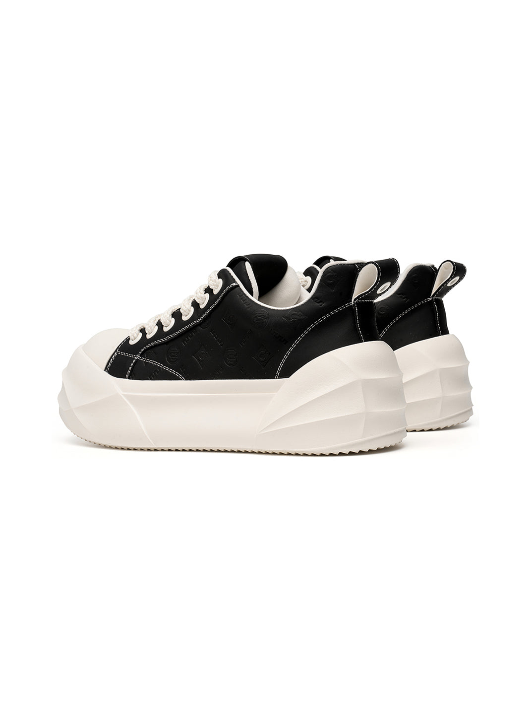 Black Geometric-Sole Platform Sneakers - Skipkicks