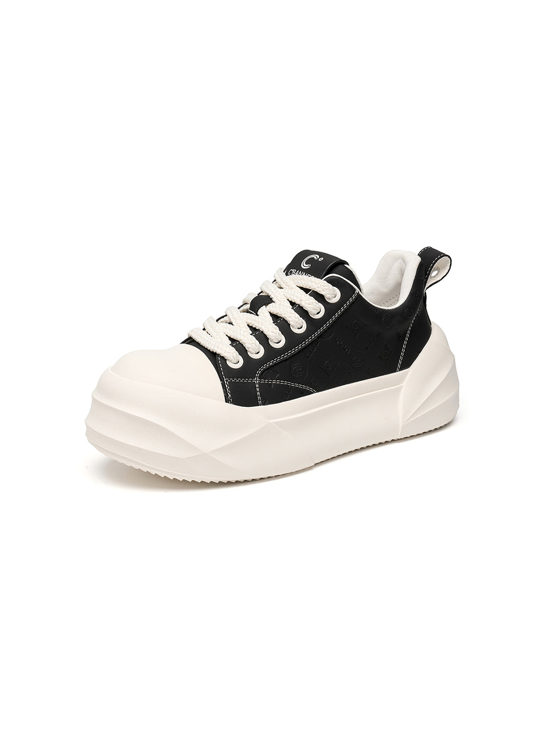 Black Geometric-Sole Platform Sneakers - Skipkicks