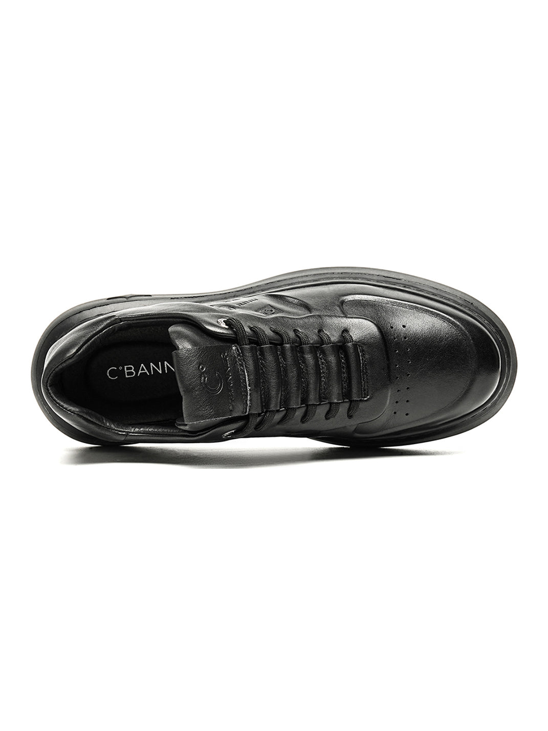 Black Embossed Leather Platform Low-Top Sneakers - Skipkicks