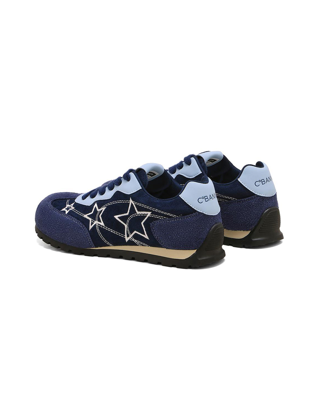 Navy Star-Embroidered Retro Low-Top Sneakers - Skipkicks