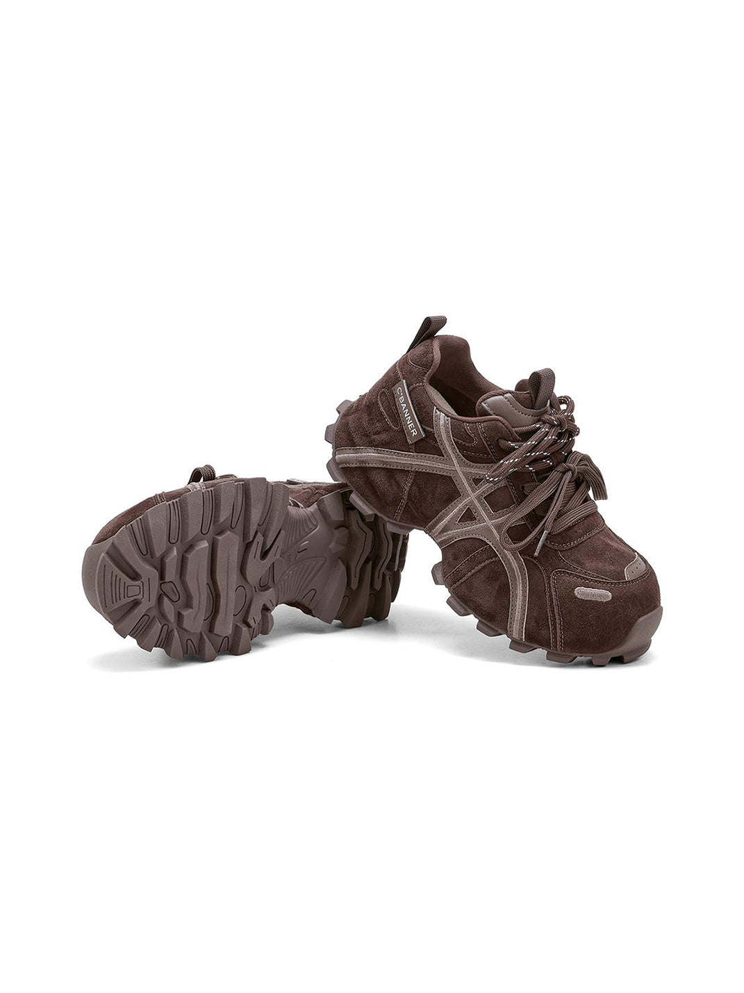 Brown Cross-Strap Trail Runner Sneakers - Skipkicks
