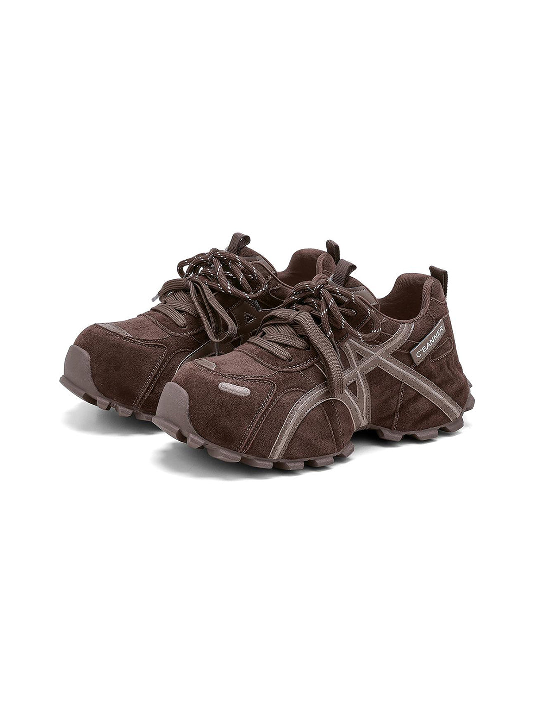 Brown Cross-Strap Trail Runner Sneakers - Skipkicks