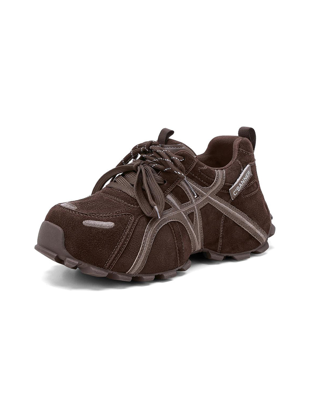 Brown Cross-Strap Trail Runner Sneakers - Skipkicks