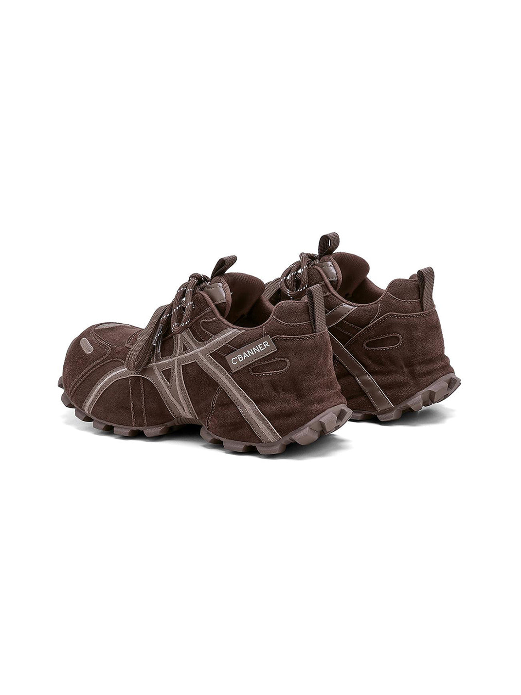 Brown Cross-Strap Trail Runner Sneakers - Skipkicks