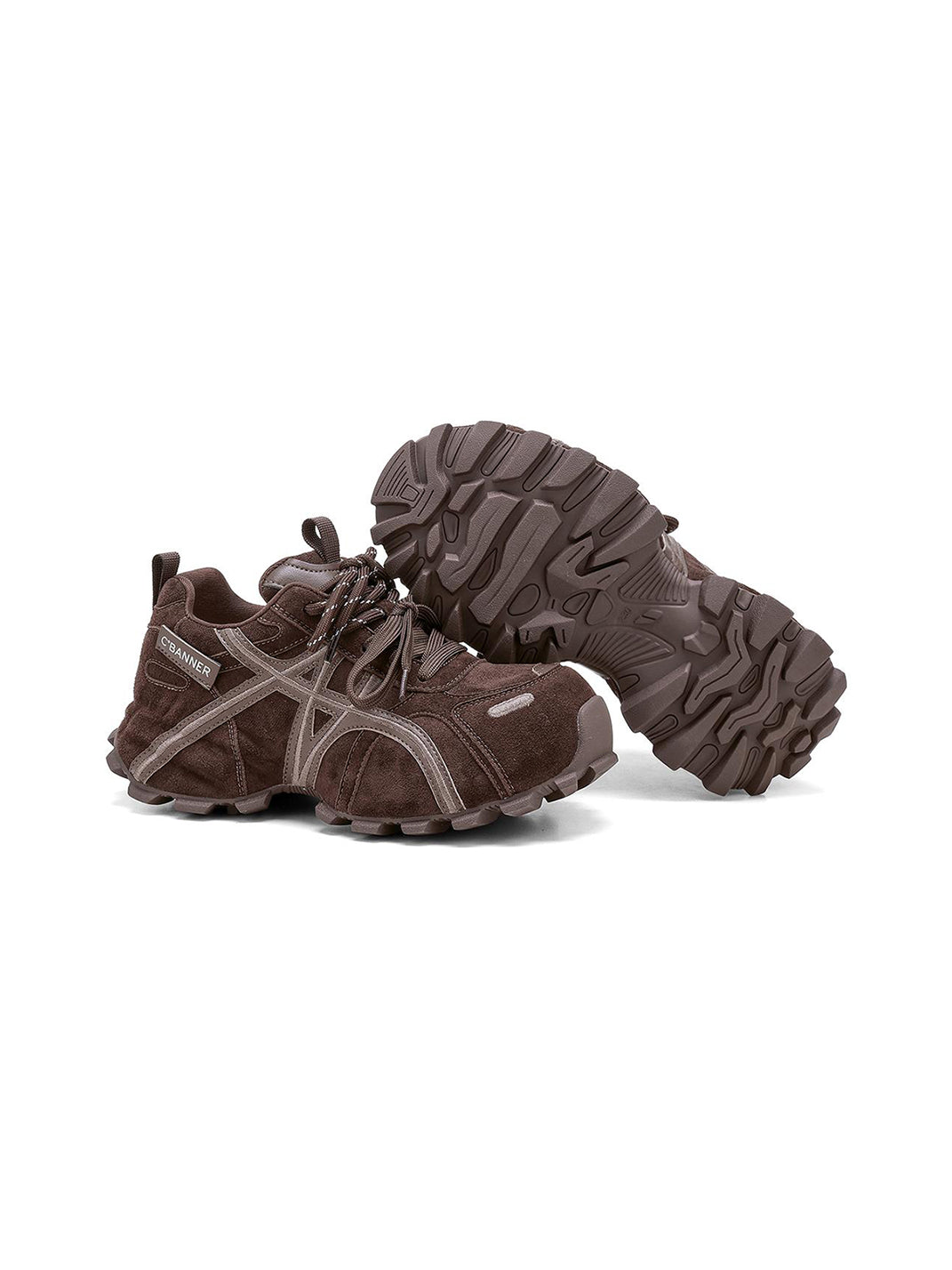 Brown Cross-Strap Trail Runner Sneakers - Skipkicks