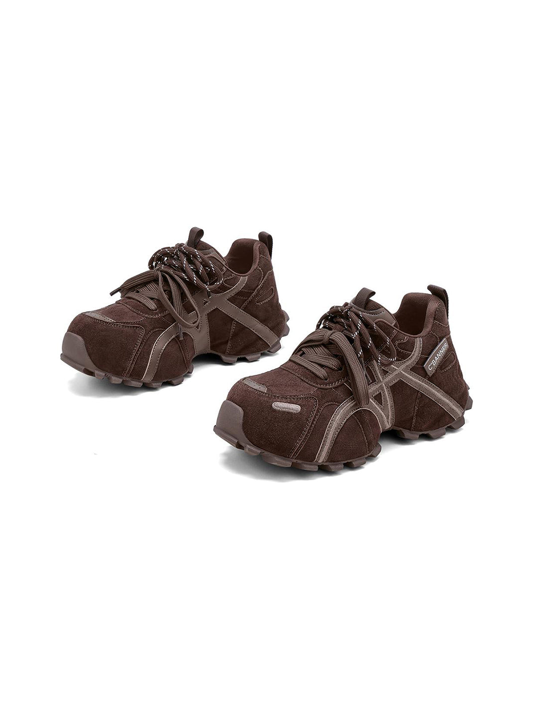 Brown Cross-Strap Trail Runner Sneakers - Skipkicks