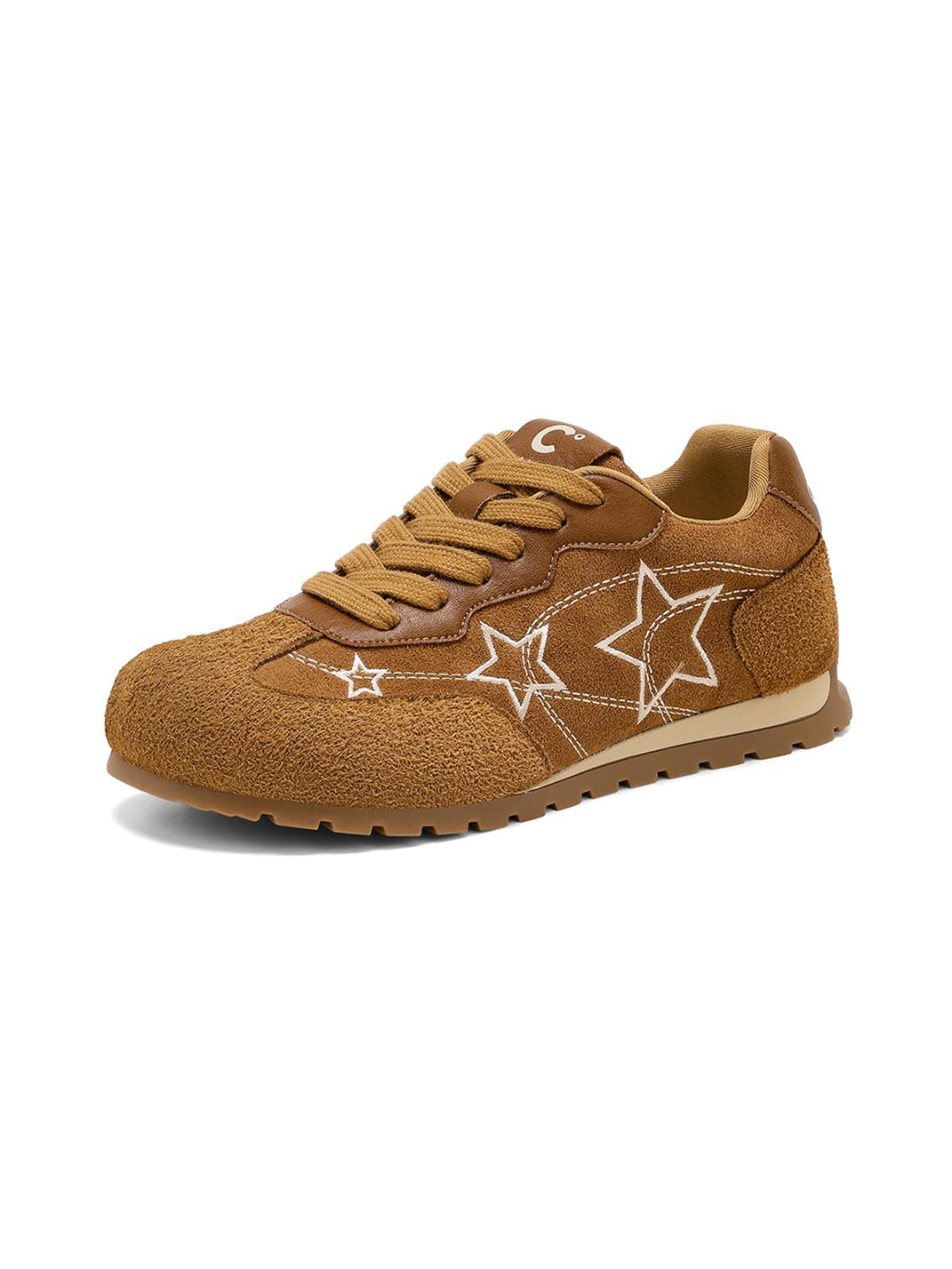 Camel Star-Embroidered Retro Low-Top Sneakers - Skipkicks