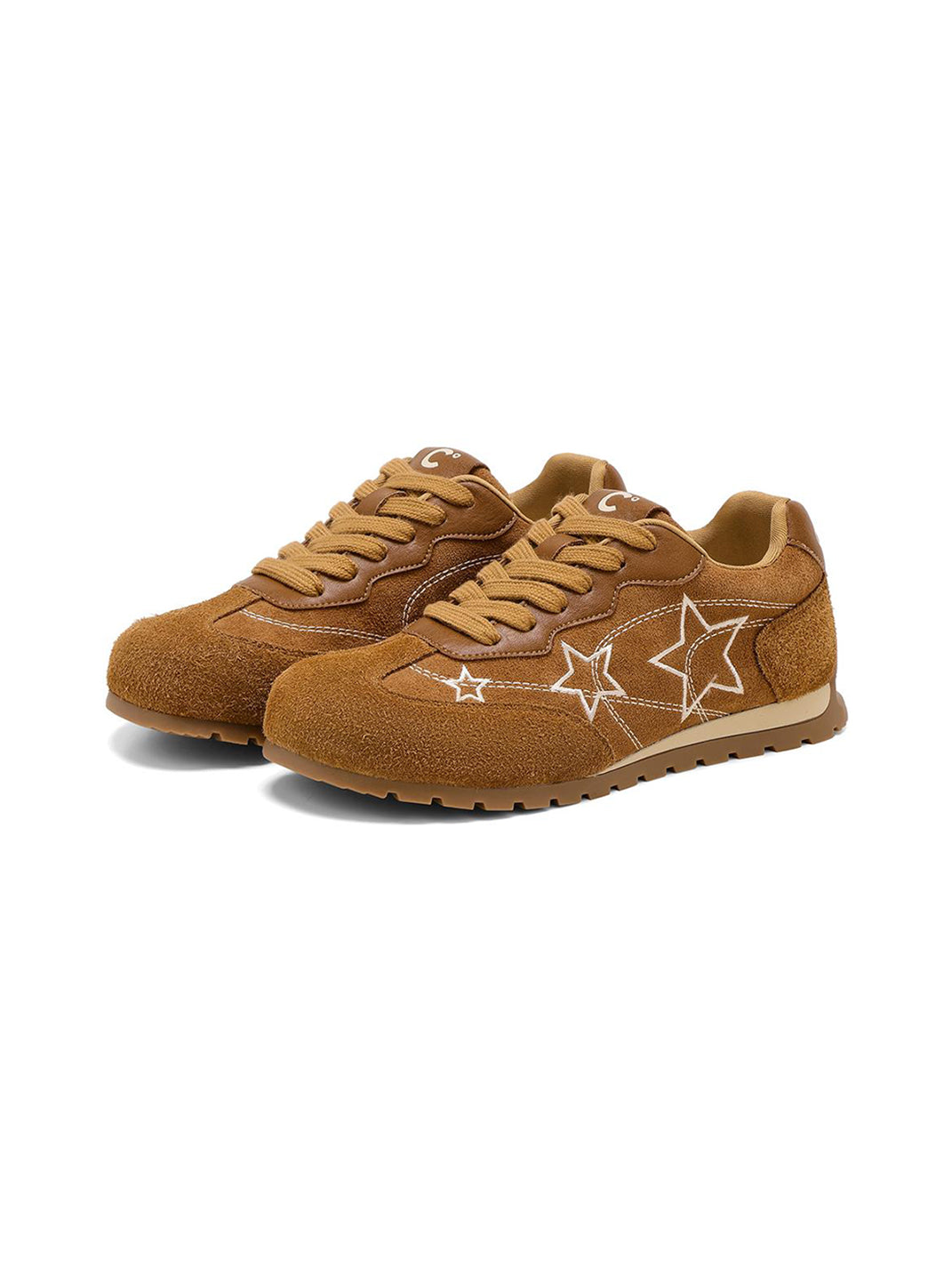 Camel Star-Embroidered Retro Low-Top Sneakers - Skipkicks