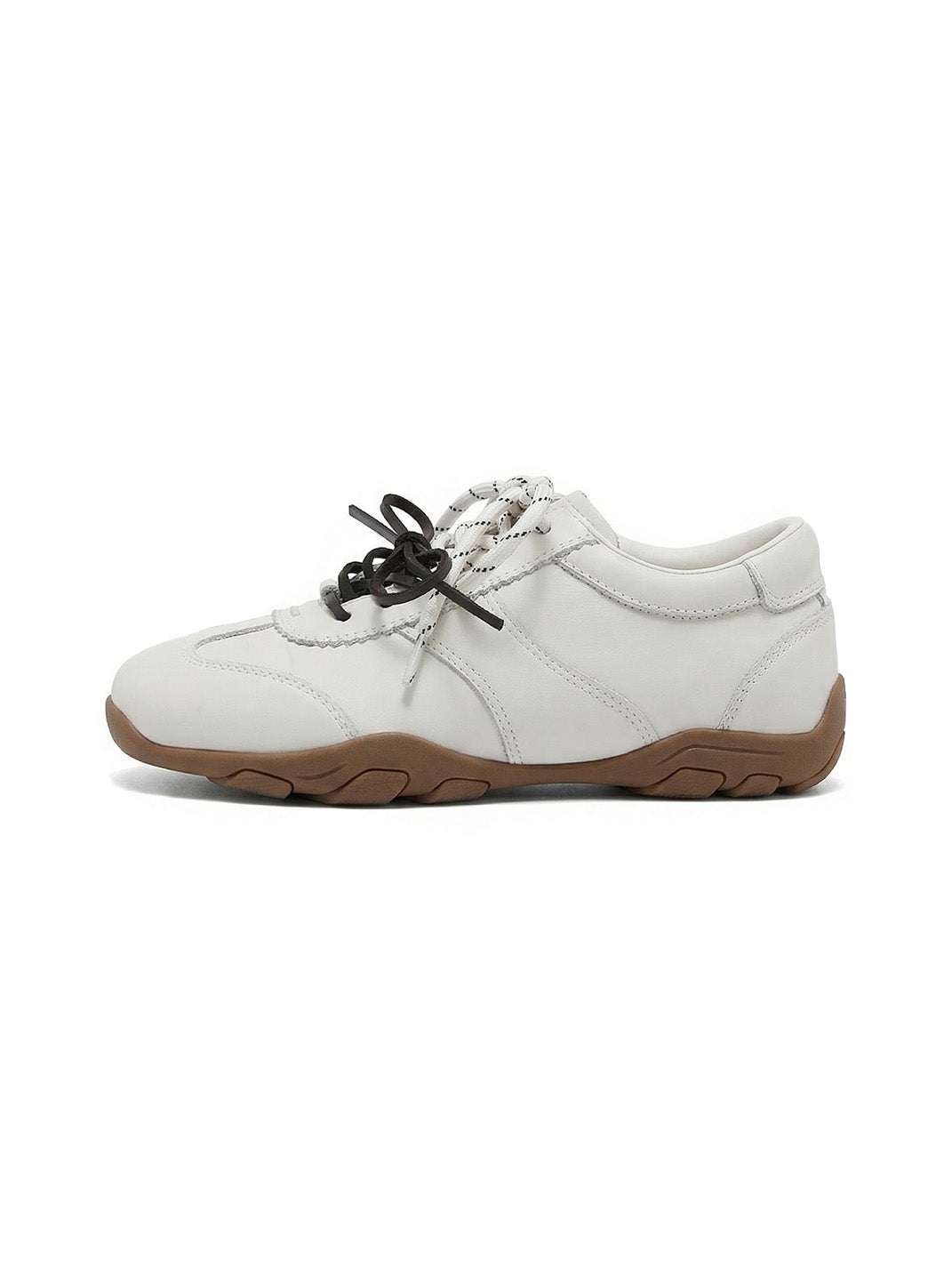 Ivory Double-Lace Gum-Sole Retro Trainers - Skipkicks